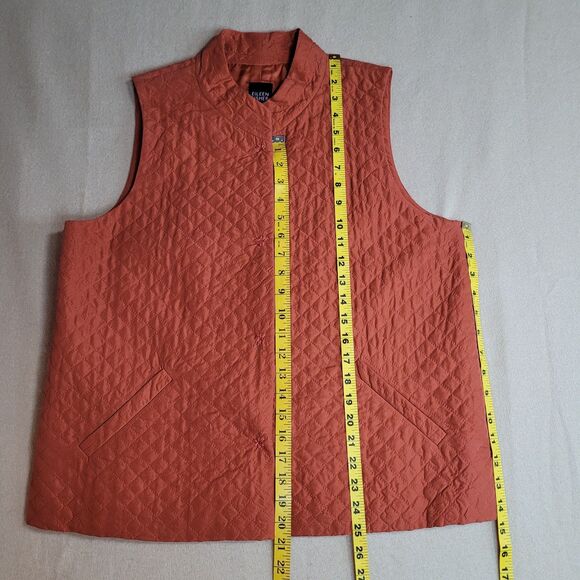Eileen Fisher 100% Silk Vest Womens M Terracotta Quilted Snap Front Lightweight - Picture 3 of 13
